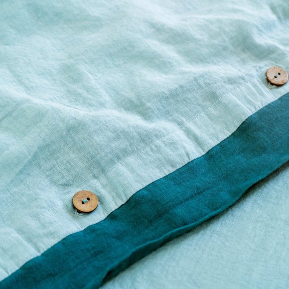 Sweet Palms-100% French Linen European Style Duvet Cover Set (Green, King Size) - Picture 6 of 8